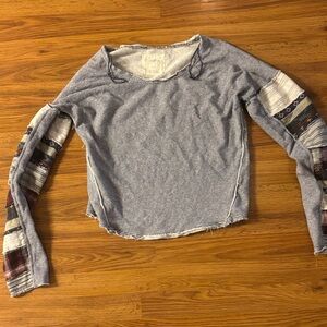 Free People Long Sleeve Top with Patchwork Sleeves